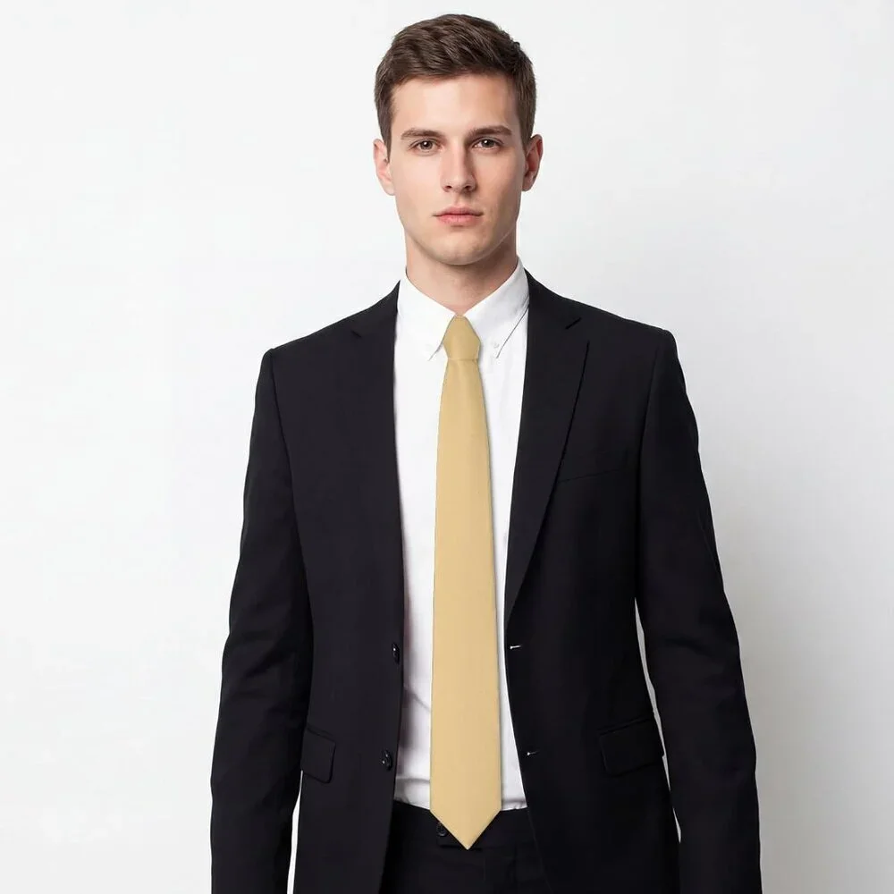 Men's Champagne Solid Pure Color Formal 3.15